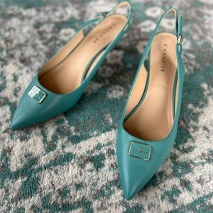 BRAND NEW WOMENS JILLIAN SLINGBACK COACH HEELS TEAL SIZE 11